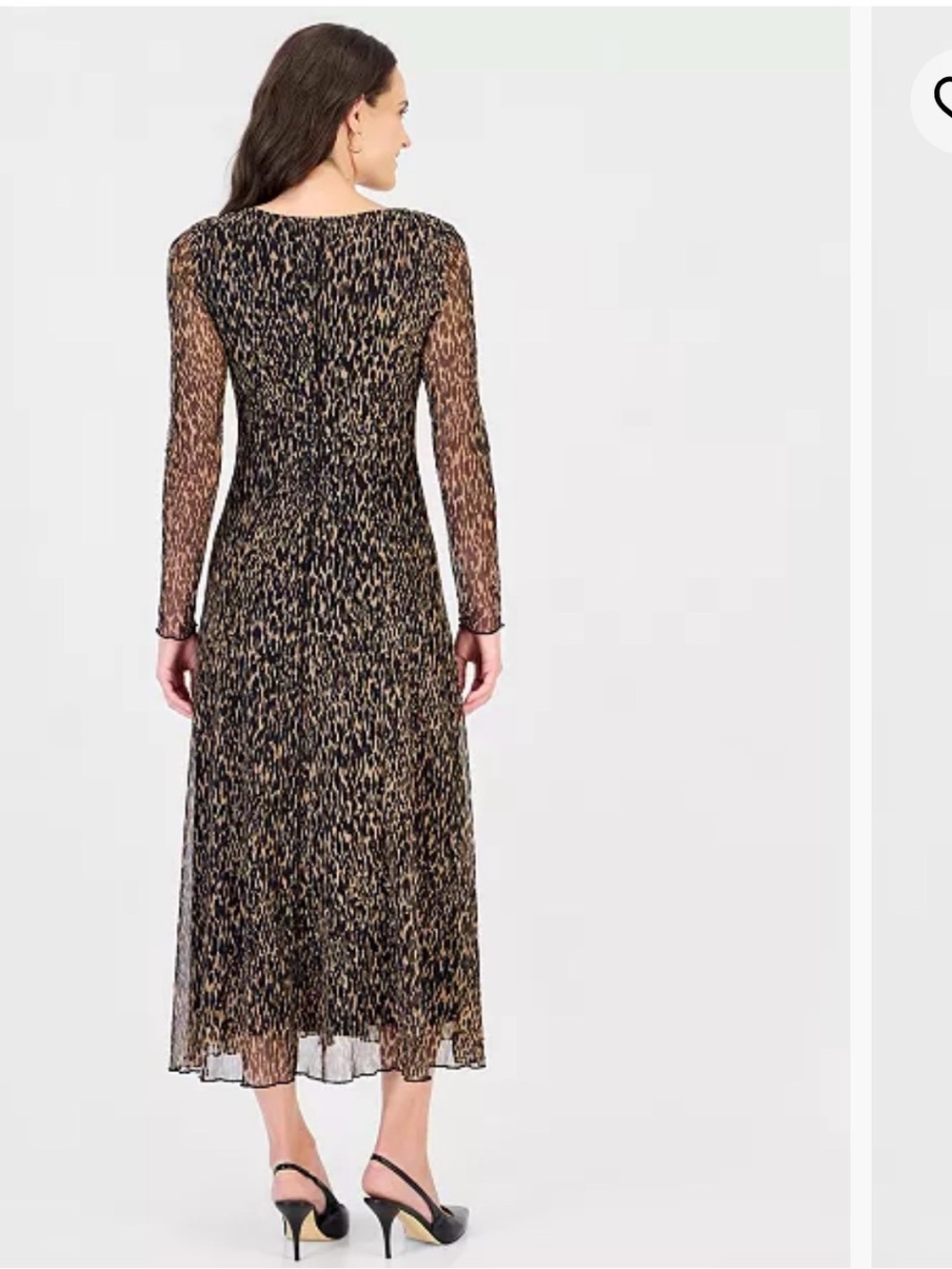 connected apparel Black and Gold Printed Long-Sleeve Midi Dress